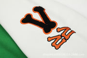Vlone commemorative green & orange skull towel embroidered baseball jersey jacket