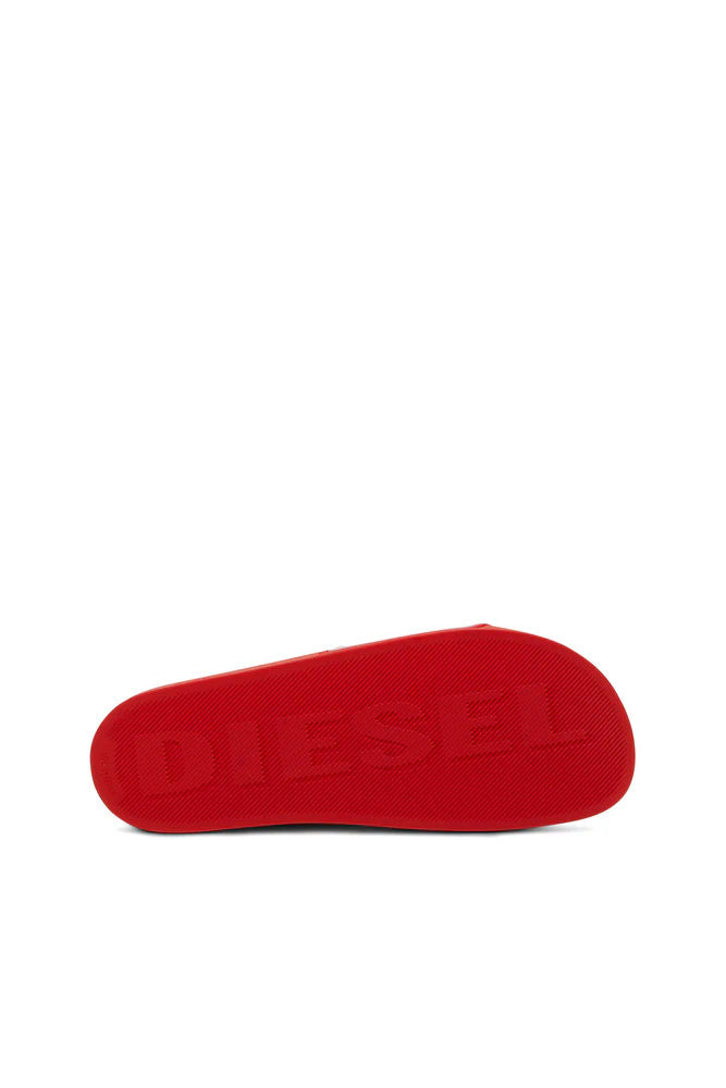 DIESEL SA-MAYEMI-POOL SLIDES WITH 3D LOGO "RED & WHITE"