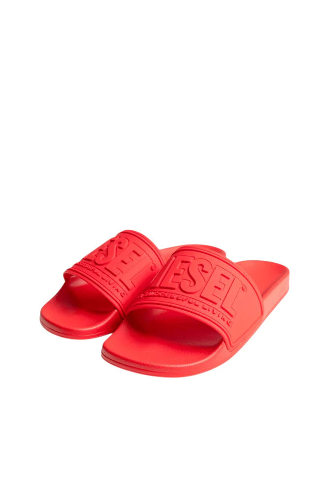 DIESEL SA-MAYEMI-POOL SLIDES WITH 3D LOGO "RED"