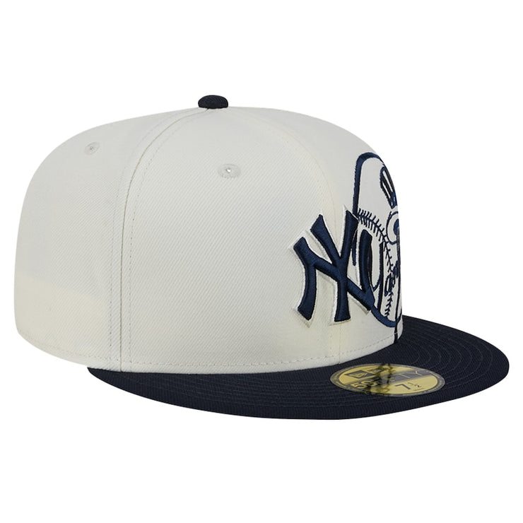 New York Yankees New Era Lonestar 59FIFTY Fitted Hat - Cream/Navy