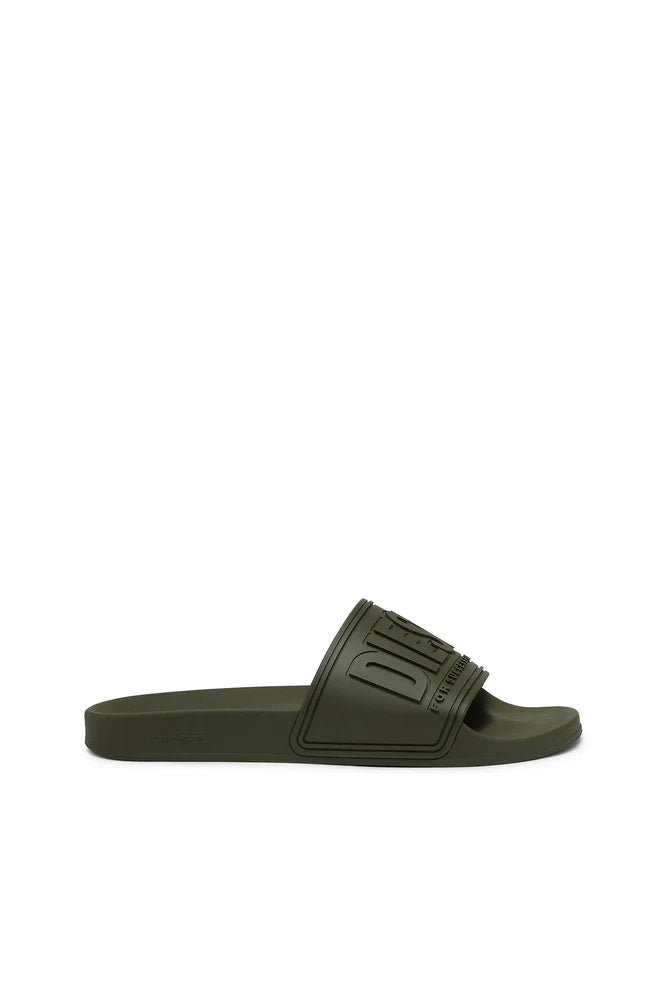 DIESEL SA-MAYEMI-POOL SLIDES WITH 3D LOGO "ALL BLACK"