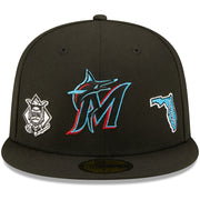 MIAMI MARLINS Men's New Era Black Miami Marlins Identity 59FIFTY Fitted Hat