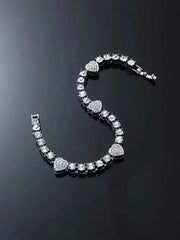 Retro Punk Rhinestone Heart Necklace Chain