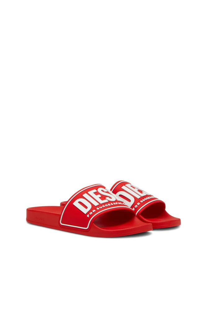 DIESEL SA-MAYEMI-POOL SLIDES WITH 3D LOGO "RED & WHITE"