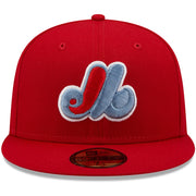 Men's Montreal Expos New Era Scarlet Patch Blue Undervisor 59FIFTY - Fitted Hat