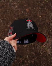 Black Los Angeles Angels Red Bottom 50th Anniversary Patch New Era 59Fifty Fitted