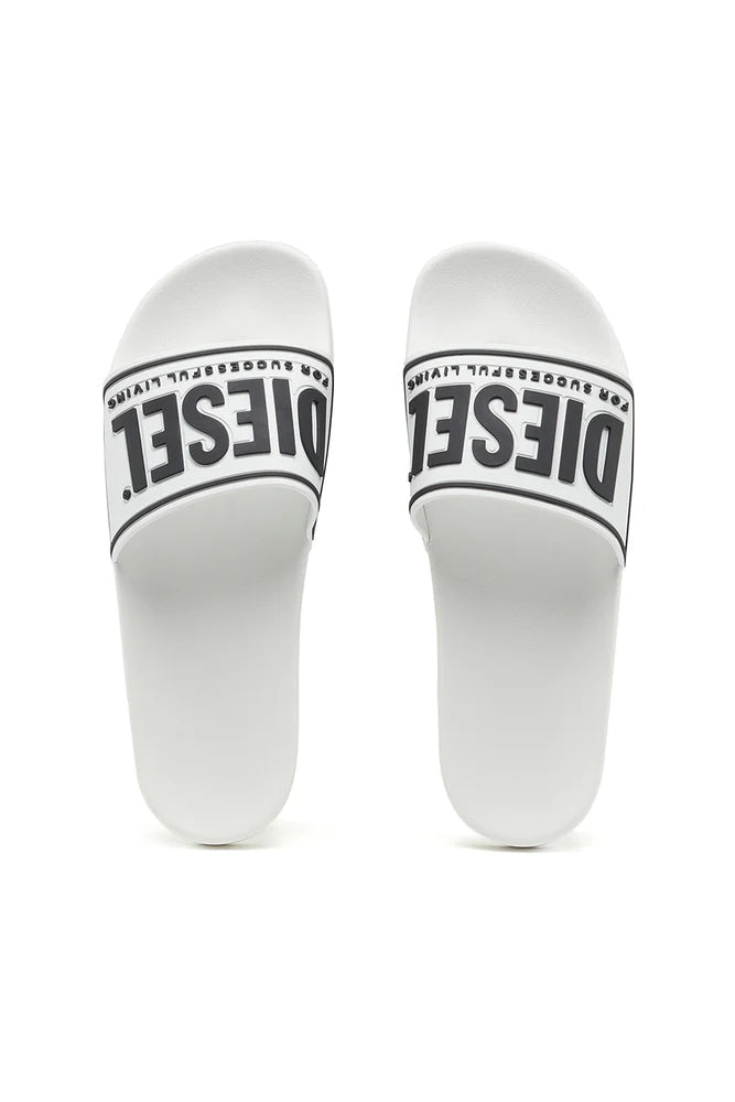 DIESEL SA-MAYEMI-POOL SLIDES WITH 3D LOGO "WHITE"