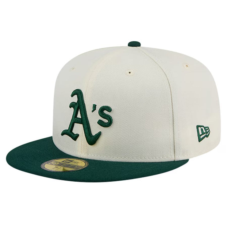 Oakland Athletics New Era Evergreen Chrome 59FIFTY Fitted Hat - Cream