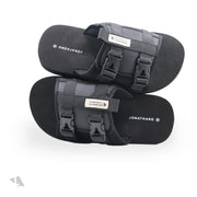 JONATHAN D BUCKLE SANDAL BLACK SLIDES