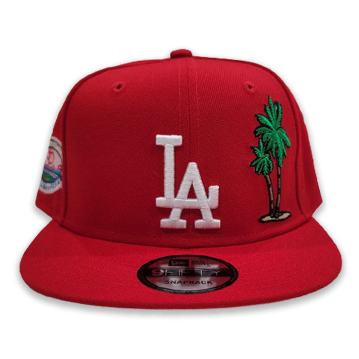 Red Los Angeles Dodgers Palm Tree Blue Bottom 50th Anniversary Snapback