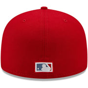 Men's Montreal Expos New Era Scarlet Patch Blue Undervisor 59FIFTY - Fitted Hat