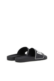 DIESEL SA-MAYEMI-POOL SLIDES WITH 3D LOGO "BLACK & WHITE"