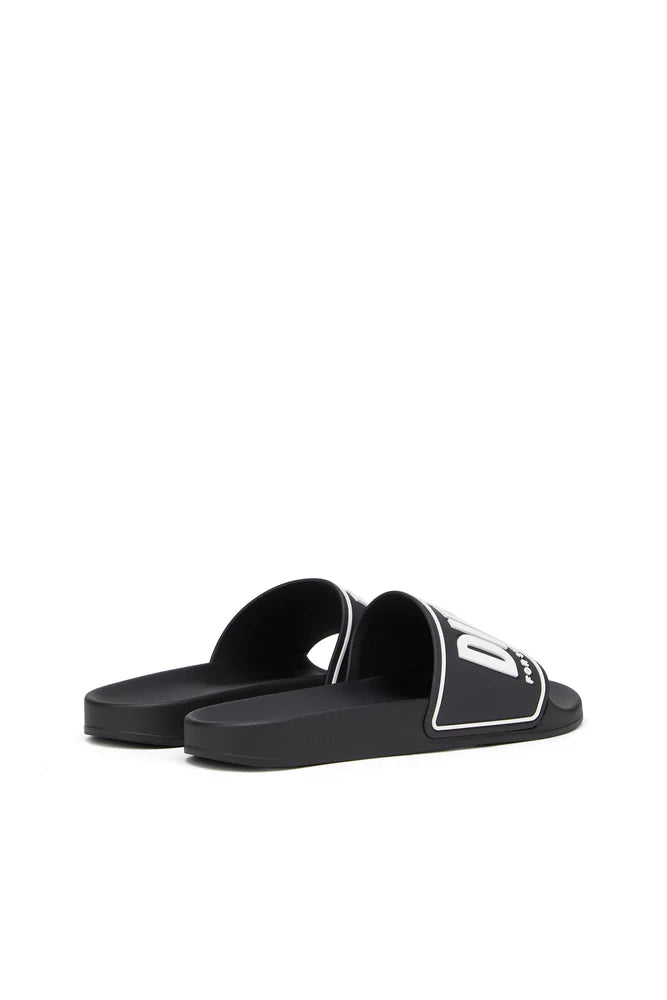 DIESEL SA-MAYEMI-POOL SLIDES WITH 3D LOGO "BLACK & WHITE"