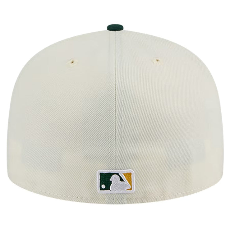 Oakland Athletics New Era Evergreen Chrome 59FIFTY Fitted Hat - Cream