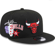 Men's Chicago Bulls New Era Black Icon 9FIFTY Snapback Hat