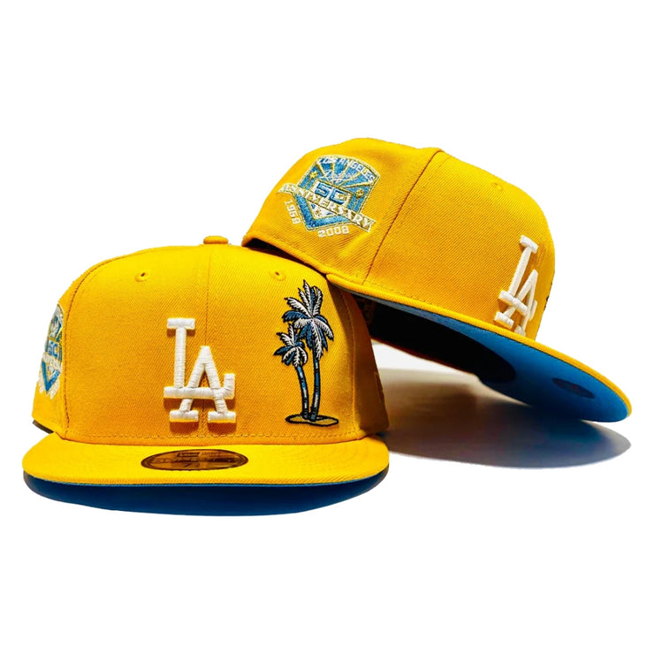 Los Angeles Dodgers New Era MLB 59Fifty Fitted Cap Gold Crown Palm Tree 50th Anniversary Side Patch