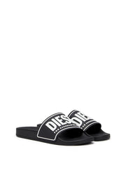 DIESEL SA-MAYEMI-POOL SLIDES WITH 3D LOGO "BLACK & WHITE"