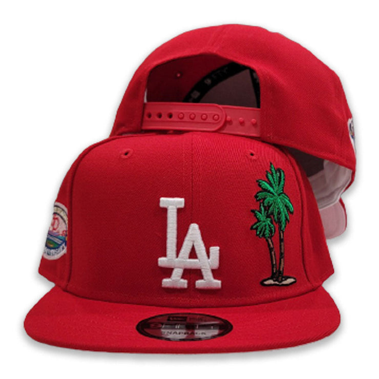 Red Los Angeles Dodgers Palm Tree Blue Bottom 50th Anniversary Snapback