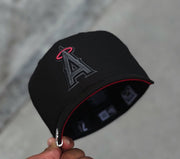 Black Los Angeles Angels Red Bottom 50th Anniversary Patch New Era 59Fifty Fitted