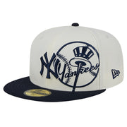 New York Yankees New Era Lonestar 59FIFTY Fitted Hat - Cream/Navy