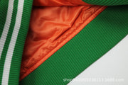 Vlone commemorative green & orange skull towel embroidered baseball jersey jacket