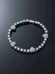 Retro Punk Rhinestone Heart Necklace Chain